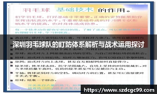 深圳羽毛球队的盯防体系解析与战术运用探讨